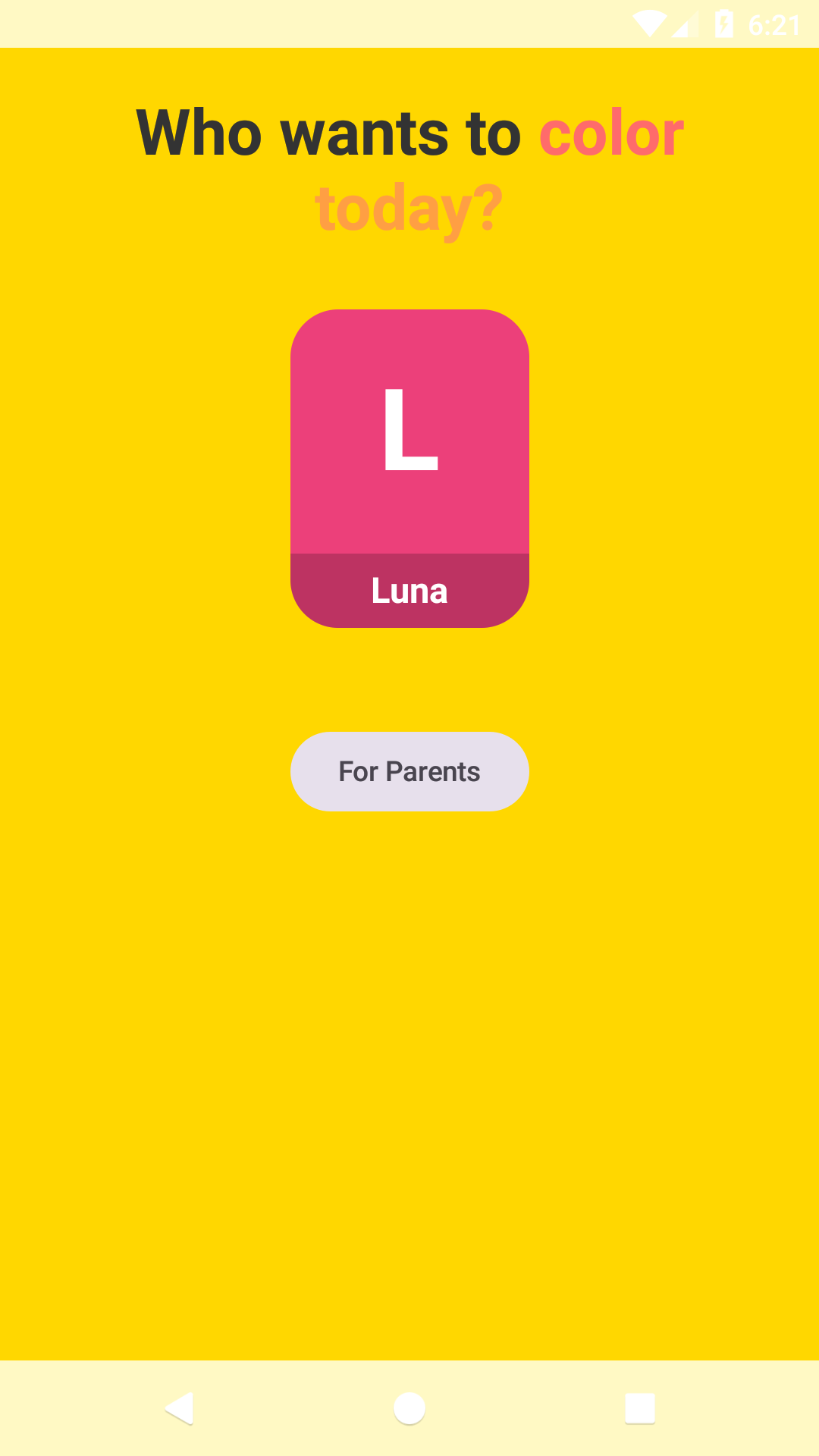 Profile selection screen